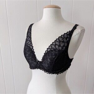Montelle Intimates Lacy Mystique Bra In Black Size 34D
